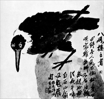  weiß - Qi Baishi ein Vogel mit einem weißen Hals Chinesische Malerei